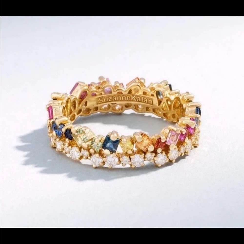 Suzanne Kalan Princess Short Stack Rainbow Sapphire Eternity Band